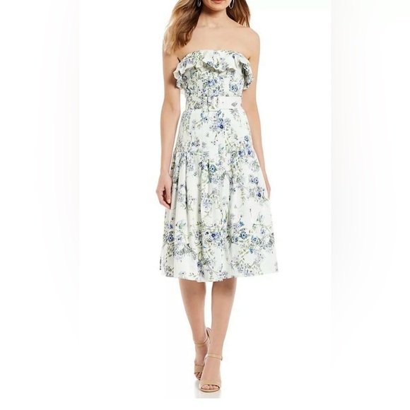 ANTONIO MELANI Dresses & Skirts - ANTONIO MELANI Size 8 Tabitha Floral Print Strapless A Line Midi Dress